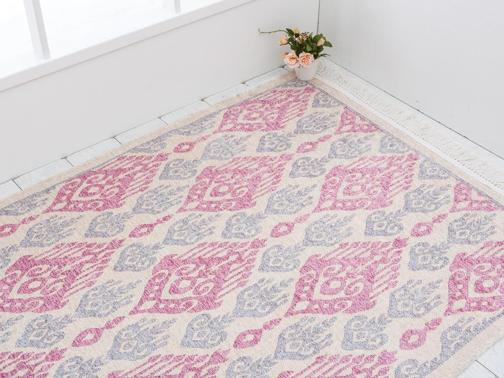 Rug КИЛИМ С пискюли Шенил 120x180 cm Pink-Gray