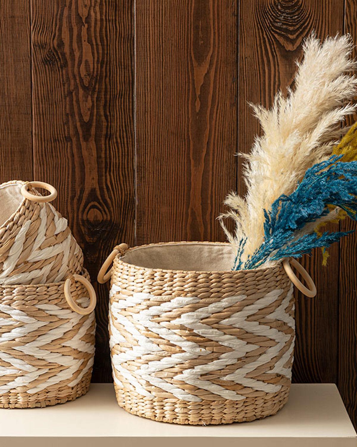 Rustic Кошница Слама 18x16 cm Бежов