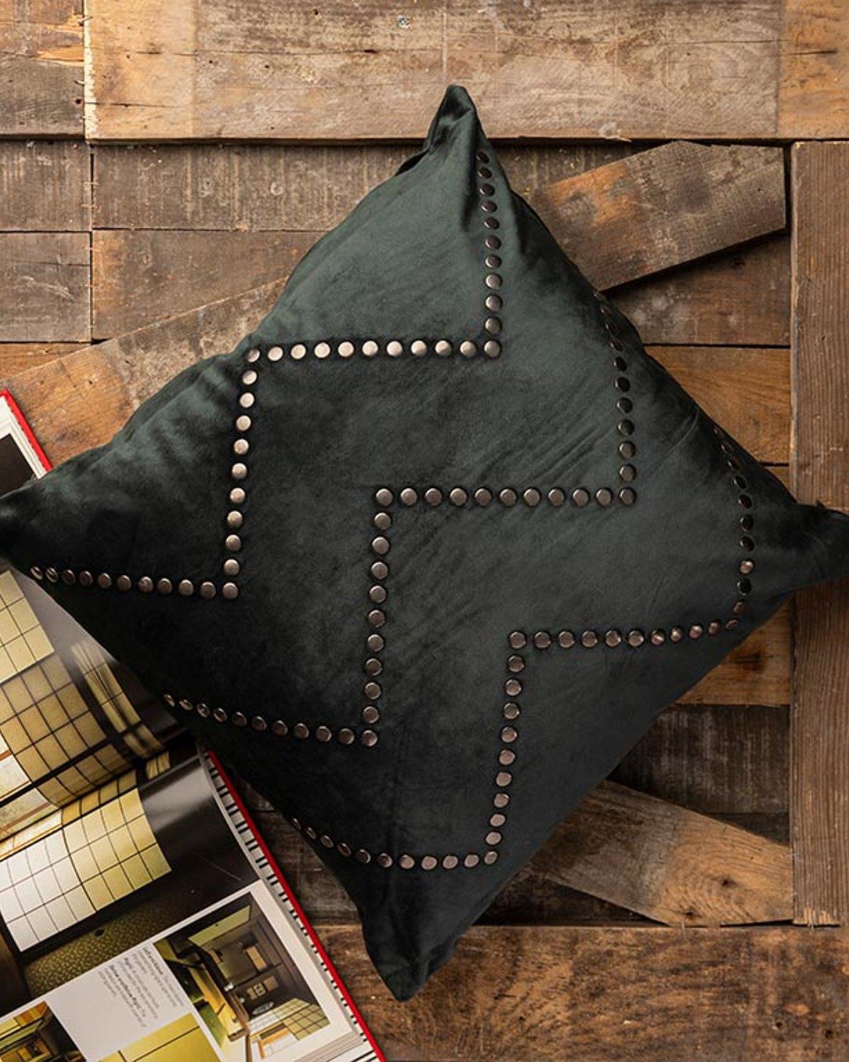 Rustic Декоративна Възглавница Гюдерия 45x45 см Тъмен селадон