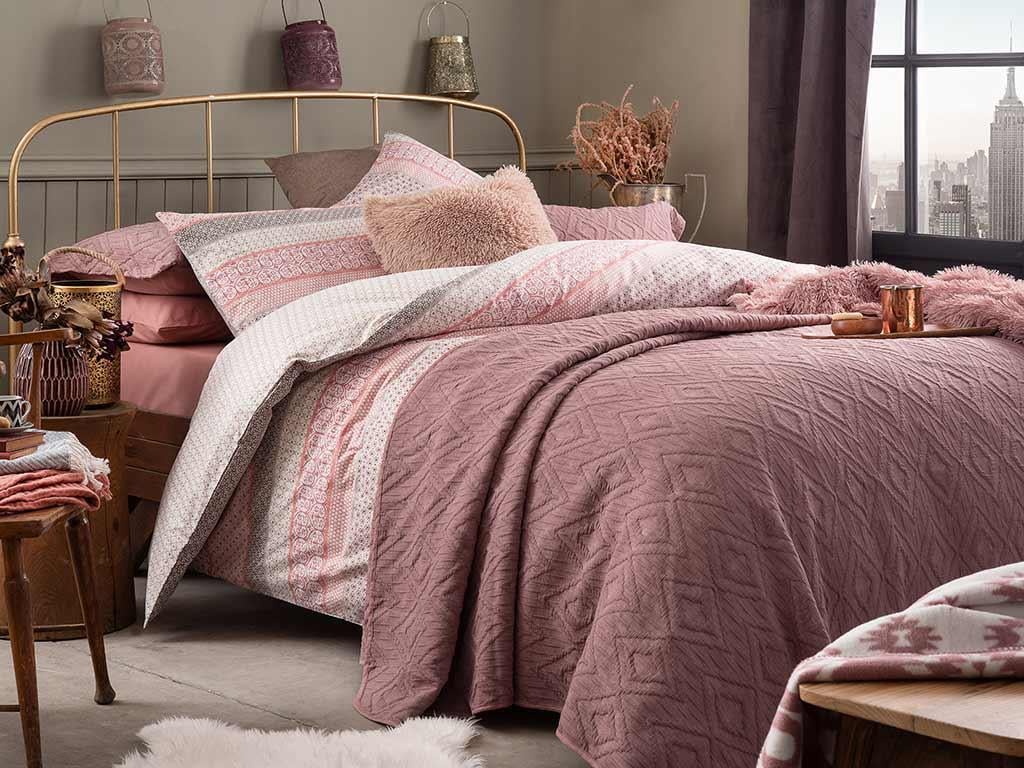 Rustic Chic КОМПЛЕКТ СПАЛНО БЕЛЬ Двоен Памучен 200x220 cm Pink