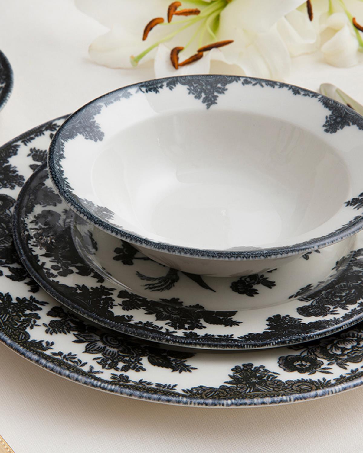 Rustic Elegance Сервиз за Хранене Порцелан 24 Parça 6 Kişilik Black