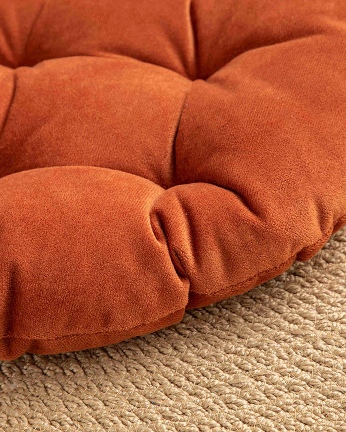 Sandy Round Възглавница За Стол Кадифе, Керемидено Червено, 40 Cm