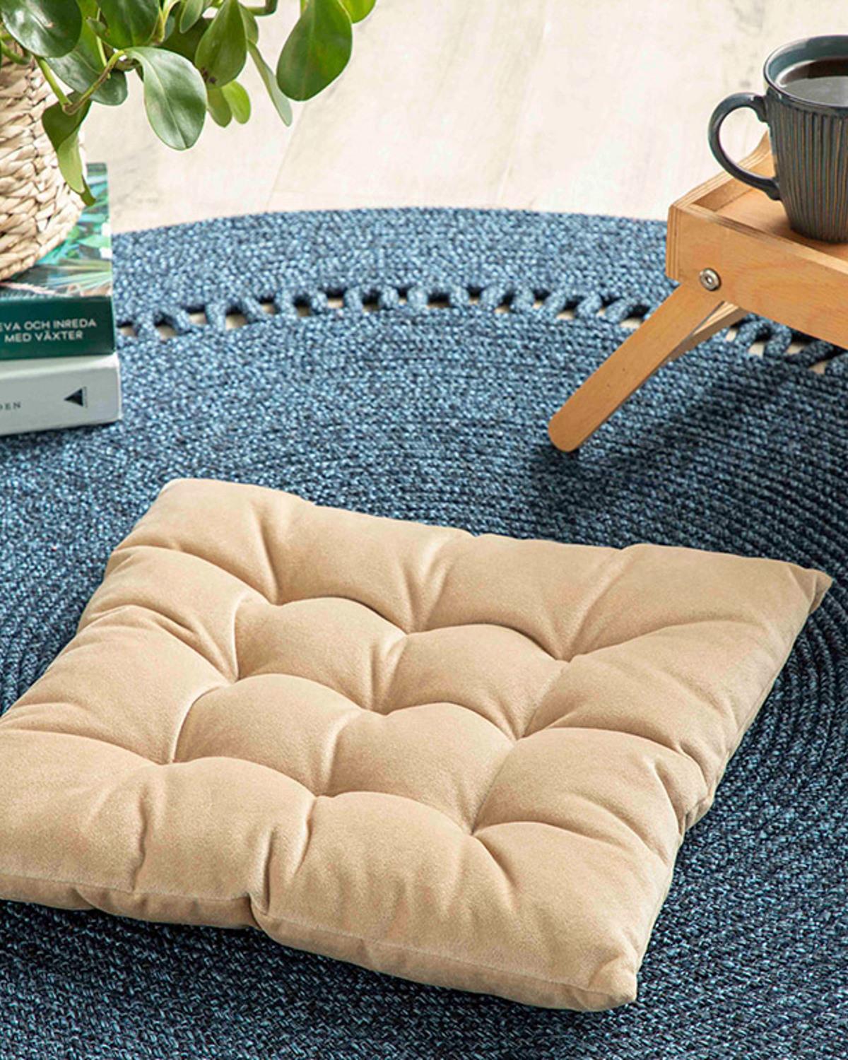 Sandy Square Възглавница За Стол Кадифе, Светлокафяво., 40 X 40 Cm