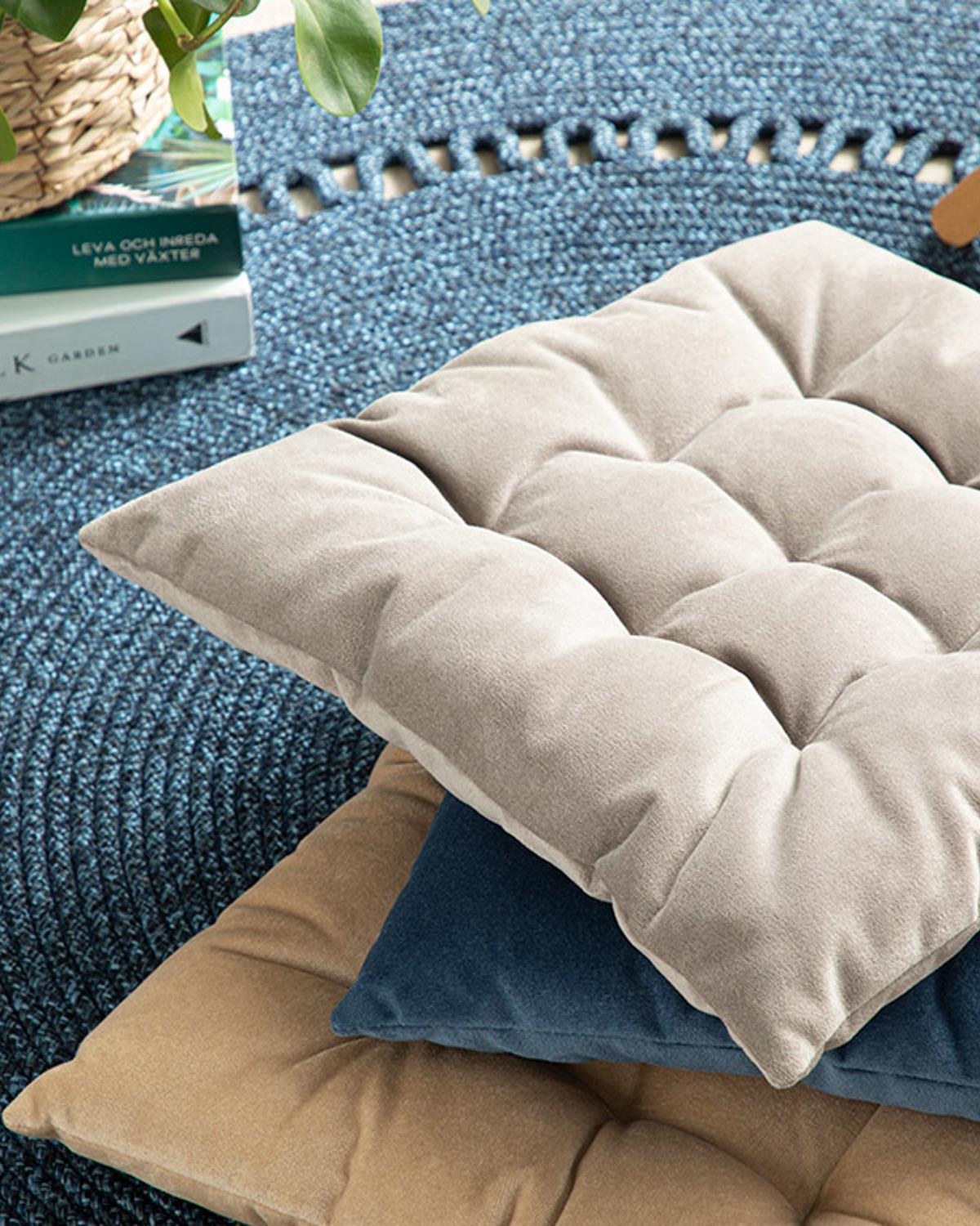 Sandy Square Възглавница За Стол Кадифе, Светлокафяво., 40 X 40 Cm