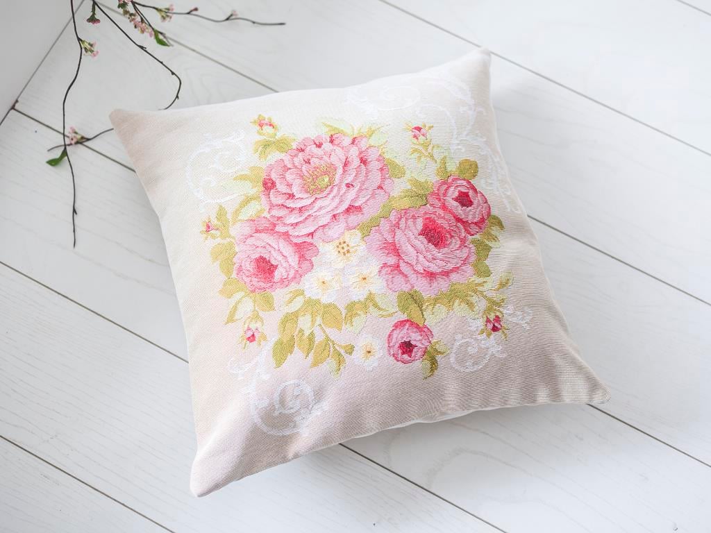 Scroll Rose ВЪЗГЛАВНИЦА Панама 45x45 cm Pink