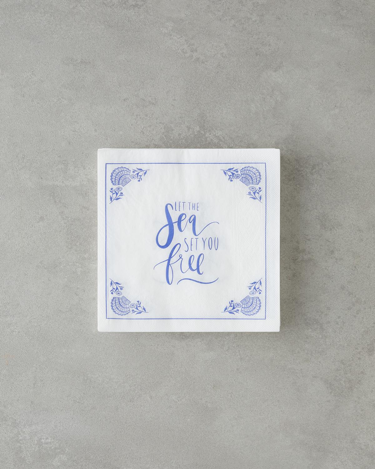 Хартиени Салфетки 20 бр. Хартия 33x33 см Морскосин - Бял