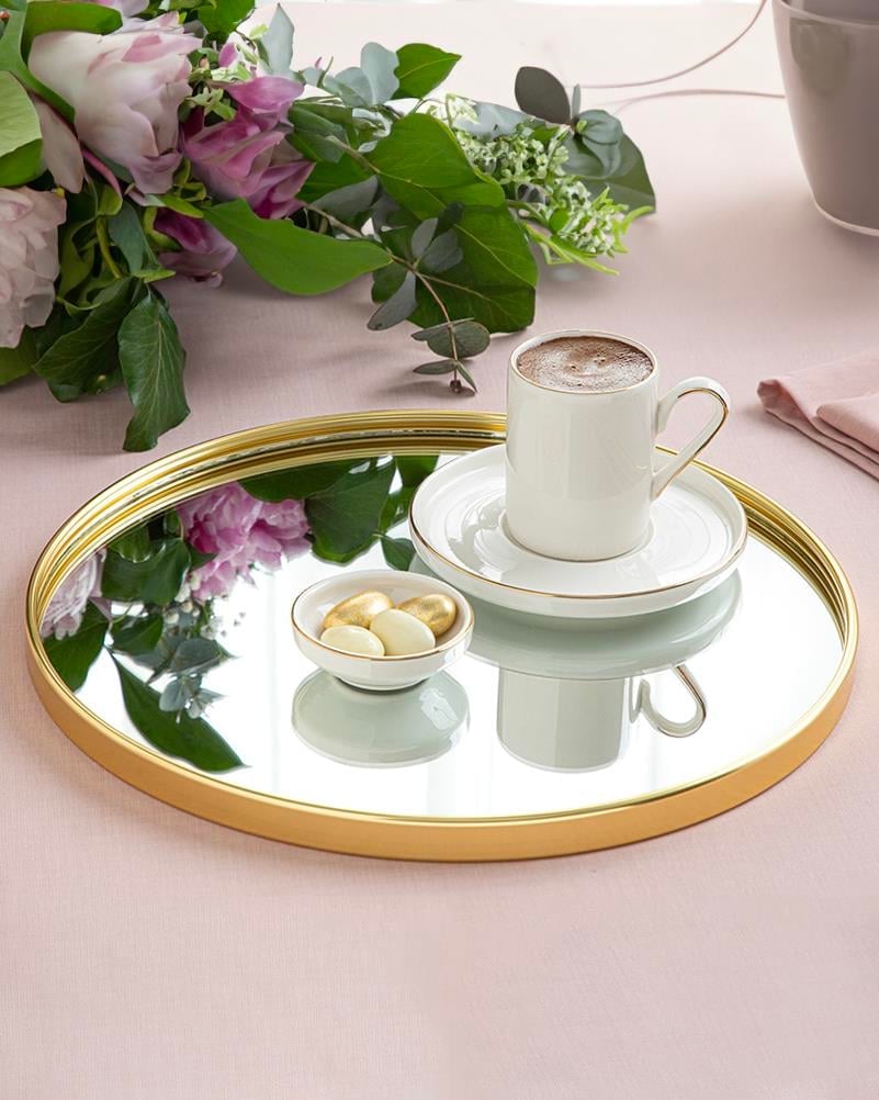 Shaped Табла С Огледало, Метал, Златисто, 29 Cm