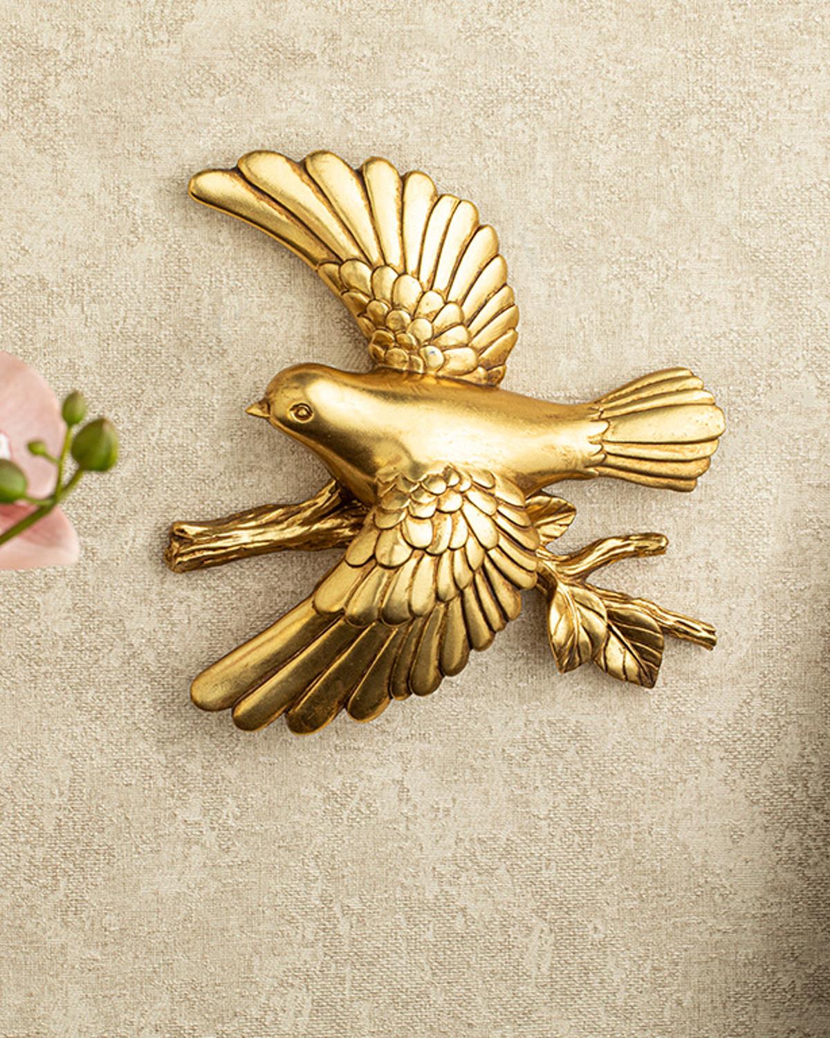 Shiny Bird Аксесоар За Стена Полирезин 24x7,5x25 см Златен
