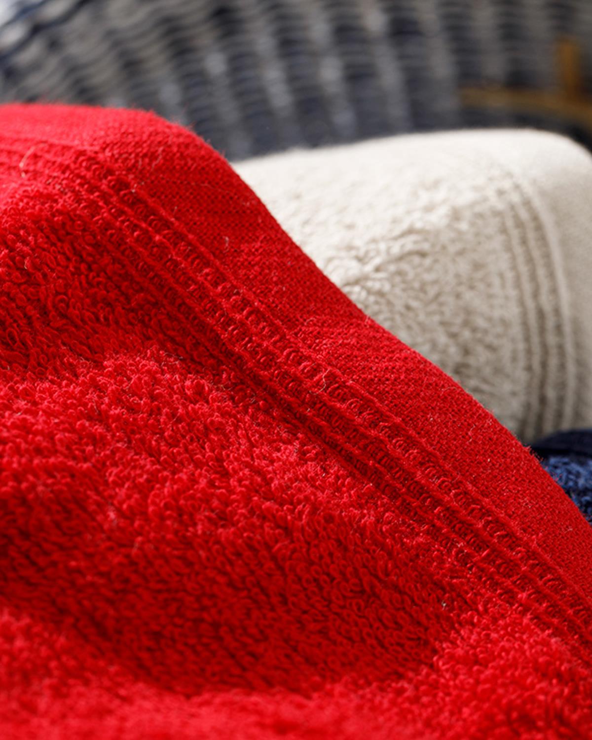 Simple Хавлия Комплект 3 Бр., Рипсено, Тъмно Бежово-Морско Синьо-Червено, 30 X 30 Cm