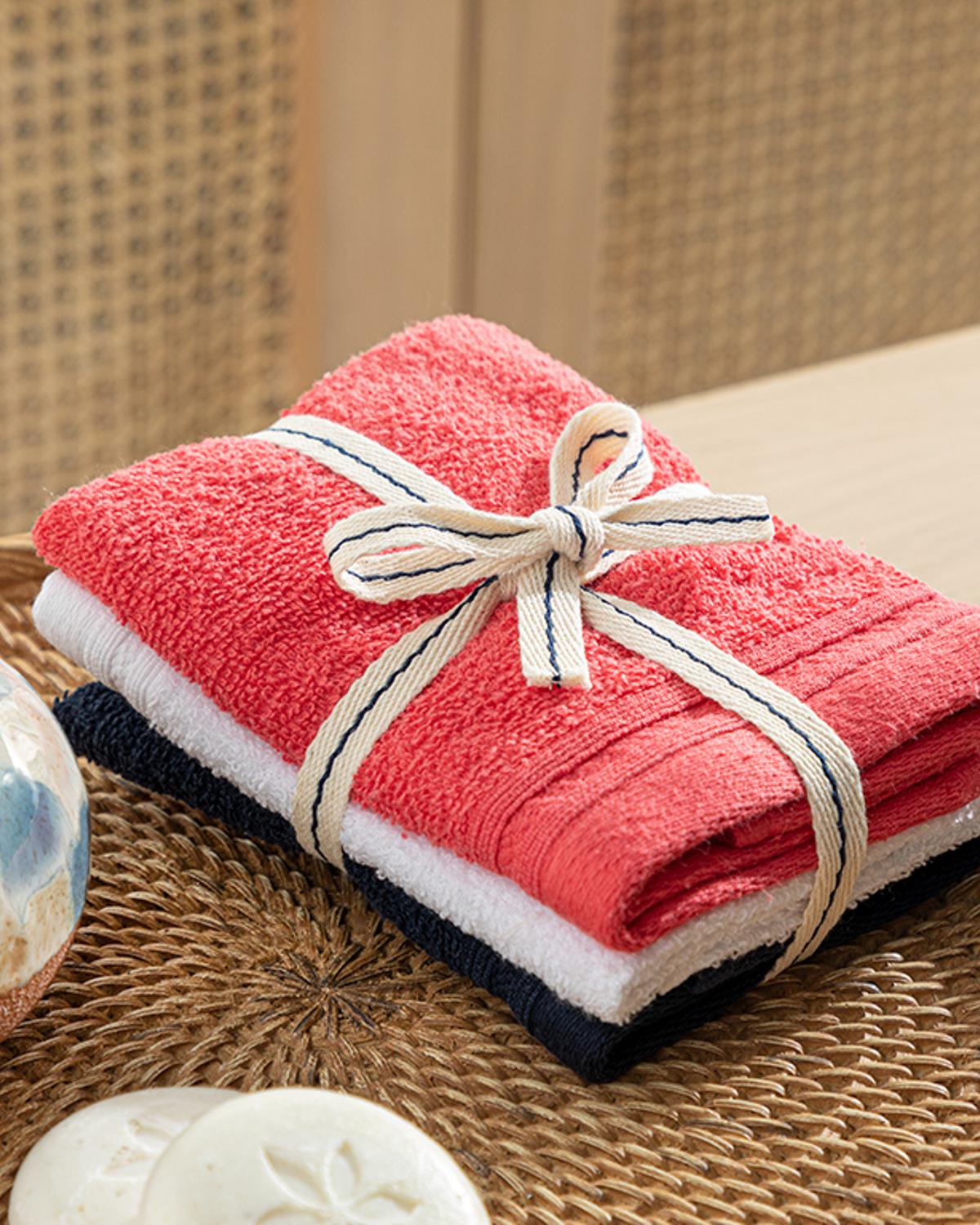 Simple Кърпа За Ръце 3 бр. Памучен 30x30 см Бял - Морскосин - Розов