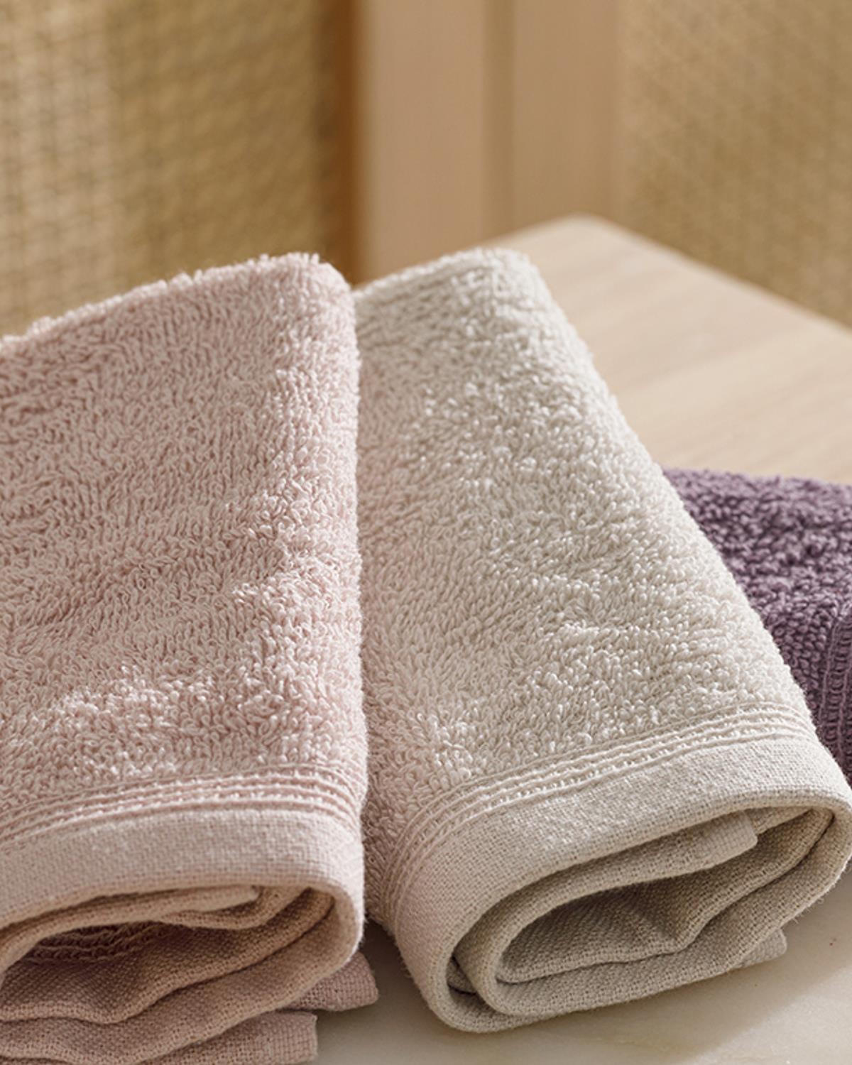 Simple Хавлия Комплект 3 Бр., Рипсено, Светло Бежово-Голо-Лилаво, 30 X 30 Cm