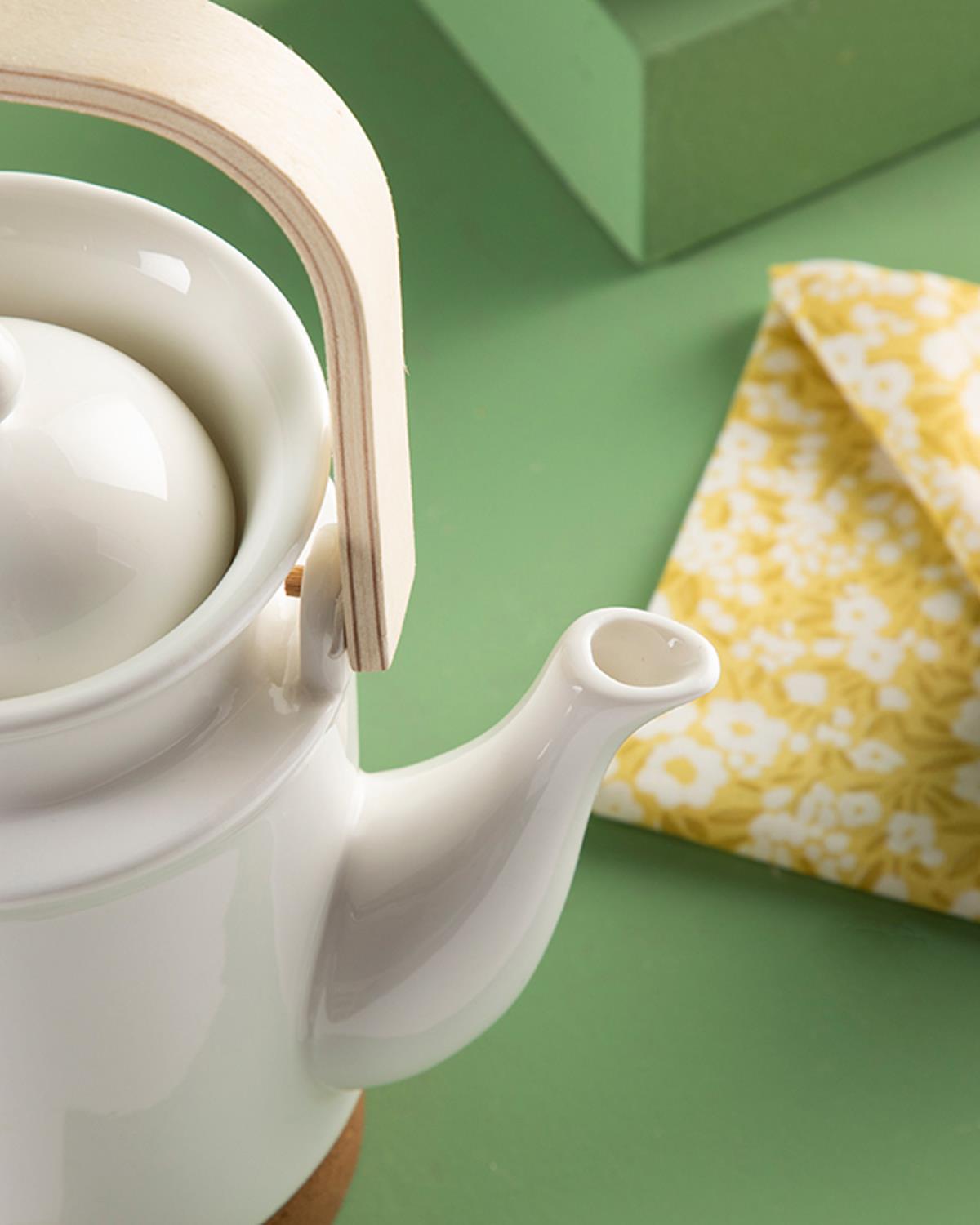 Simple Elegant Демлик Сервиз 4 Бр., Порцелан, Бяло, 650 Ml + 140 Ml