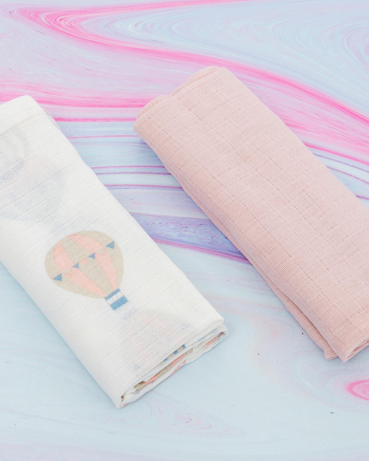 Sky Бебешко Покривало 2 бр. Муселин 100x100 см Розов