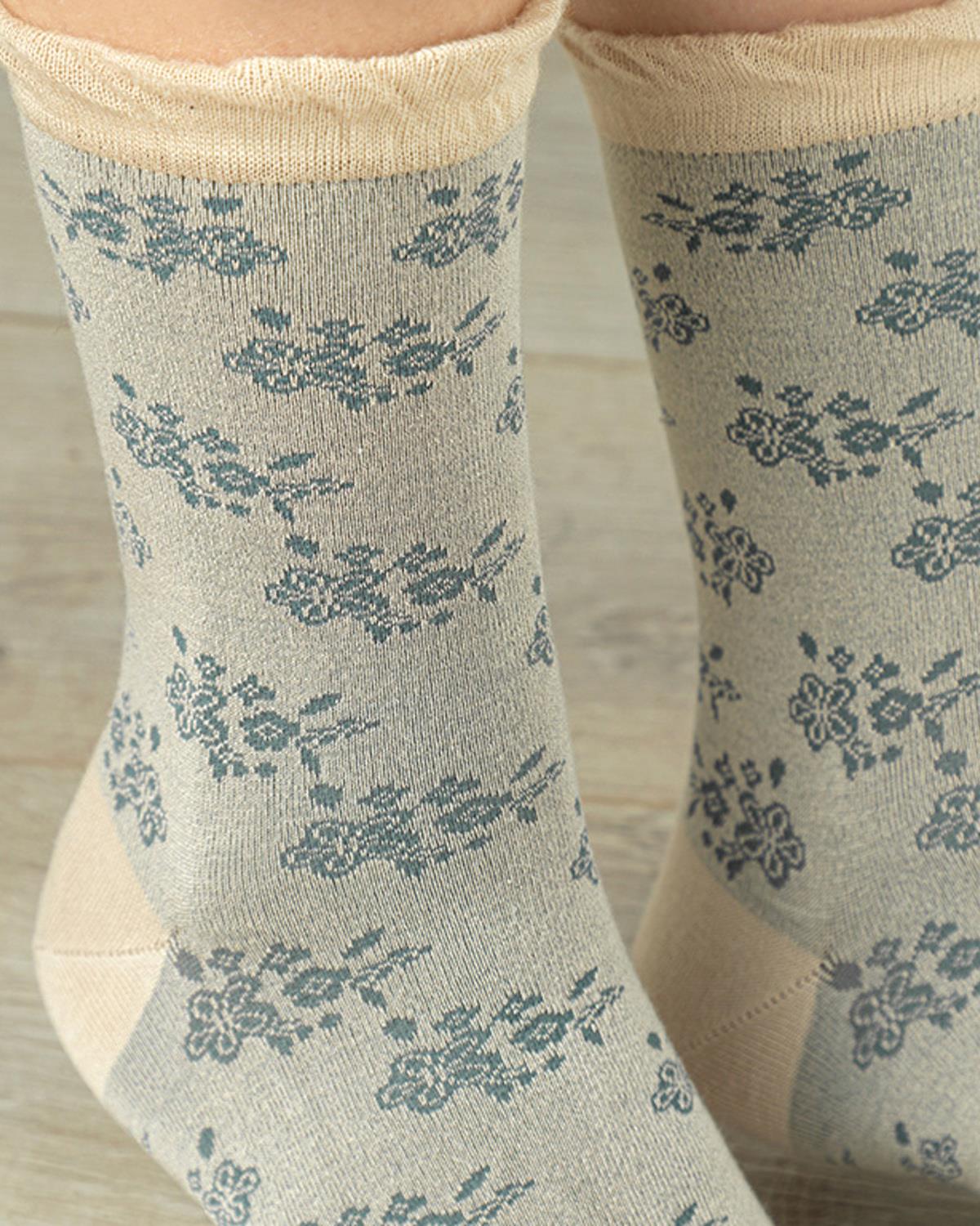 Small Flowers Дълги Чорапи Жена Бамбук 36-40 Бежов