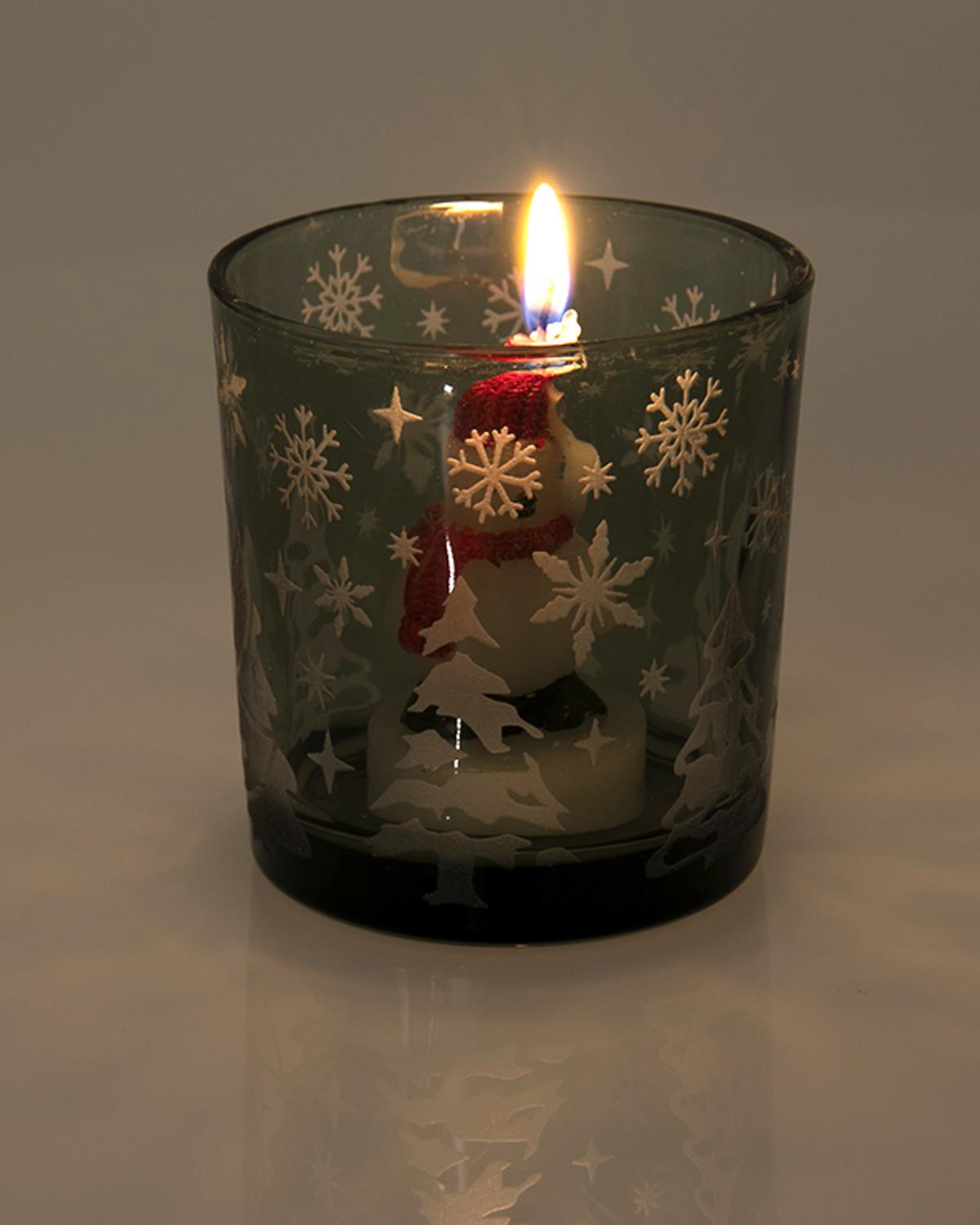 Snowland Свещник Стъкло 7x7x8 cm Зелен