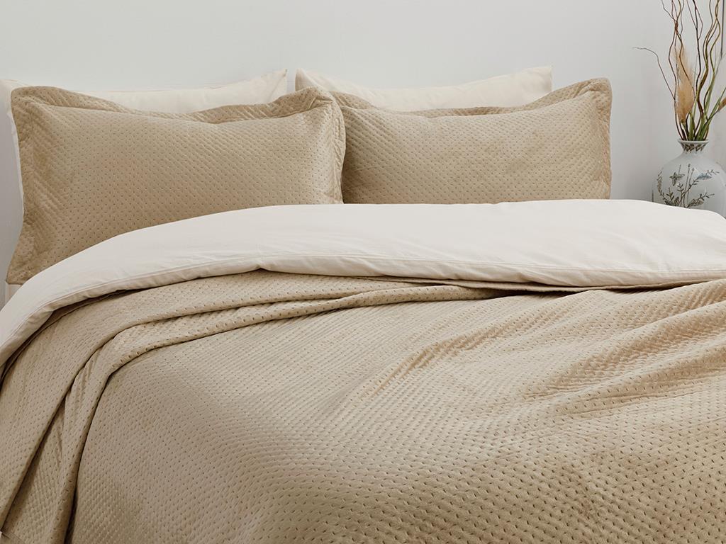 Soft ПОКРИВКА ЗА ЛЕГЛО К Двоен човек Кадифе 240x260 cm Beige