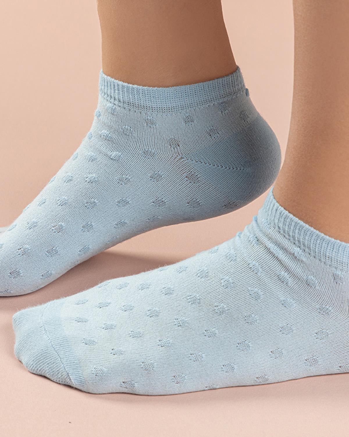 Soft Чорапи До Глезена Дамски, Памучен, Светло Синьо, 36-40