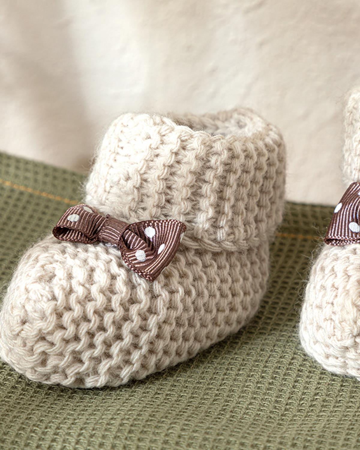 Soft Бебешки Чорапи С Панделка, Трикотаж, Бежово, 6-12 Месеца