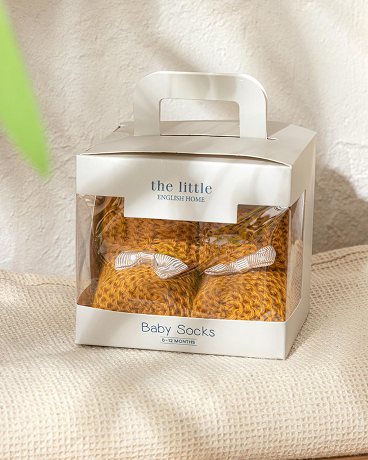 Soft Бебешки Чорапи С панделка Трико 6-12 месеца Горчица