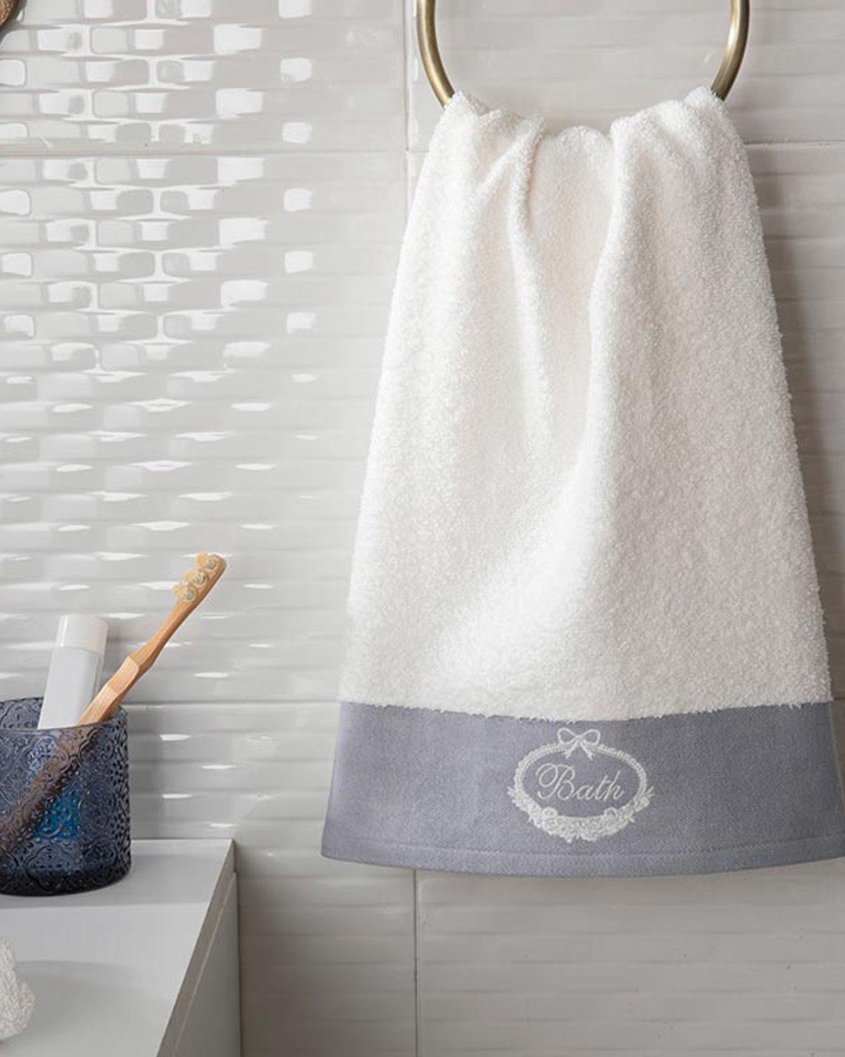 Soft Bath Кърпа За Лице С борд 50x80 см Светлосив