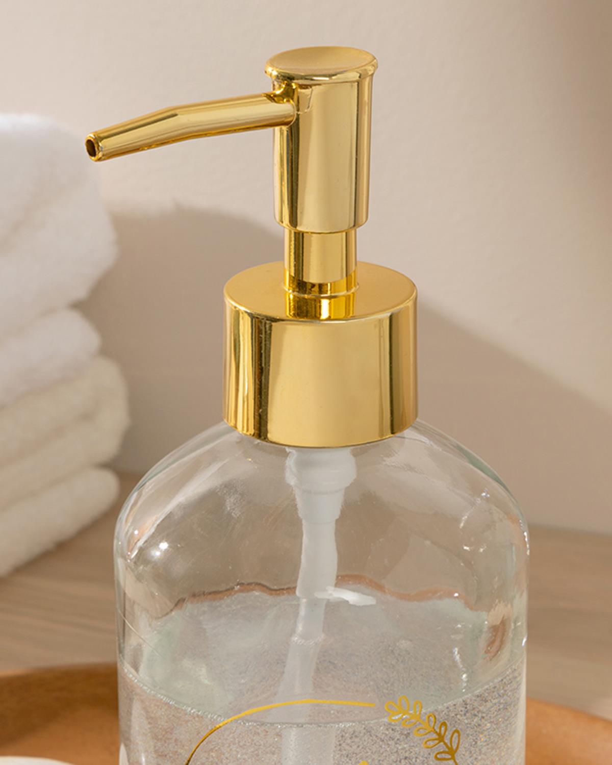 Soft Bath Дозатор За Течен Сапун За Баня Стъкло 7x7x18 cm Златен