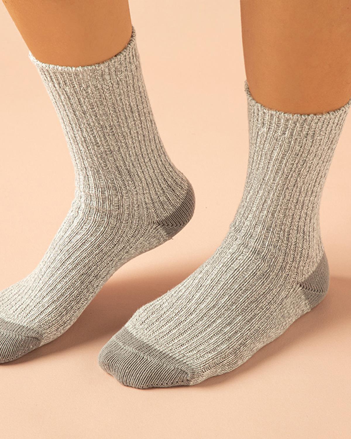 Soft Stripe Чорап С Дълга Дължина Дамски, Памучен, Сиво, 36-40