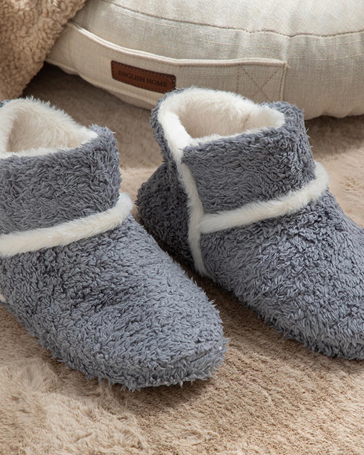 Soft Stripe Боти За Дома Дамски, Плюш, Антрацит, 38