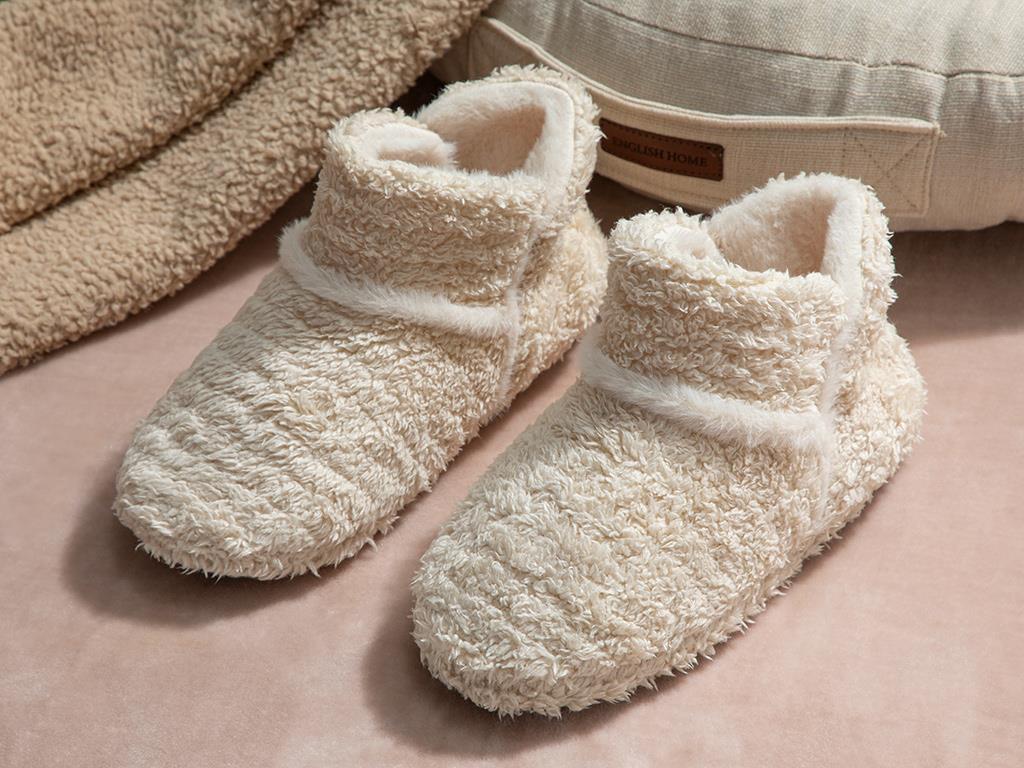 Soft Stripe Боти За Дома Дамски, Плюш, Бежово, 40