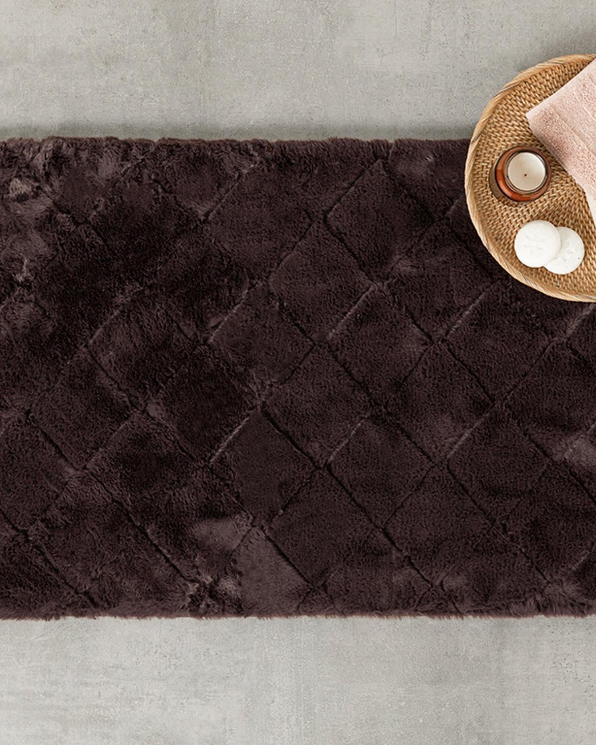 Soft Touch Rabbit Plush Bathroom Mat 60x90 cm Damson