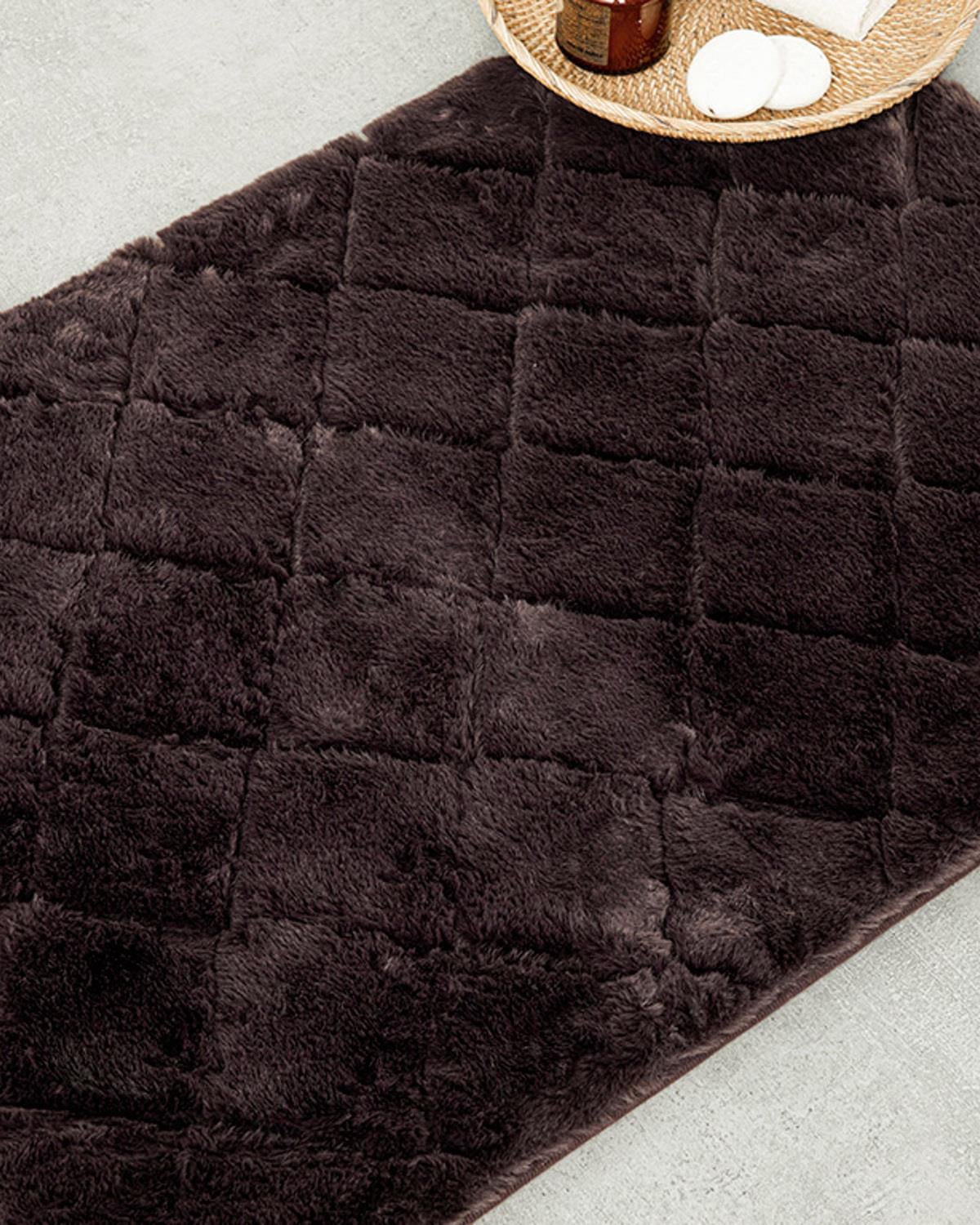 Soft Touch Rabbit Plush Bathroom Mat 60x90 cm Damson