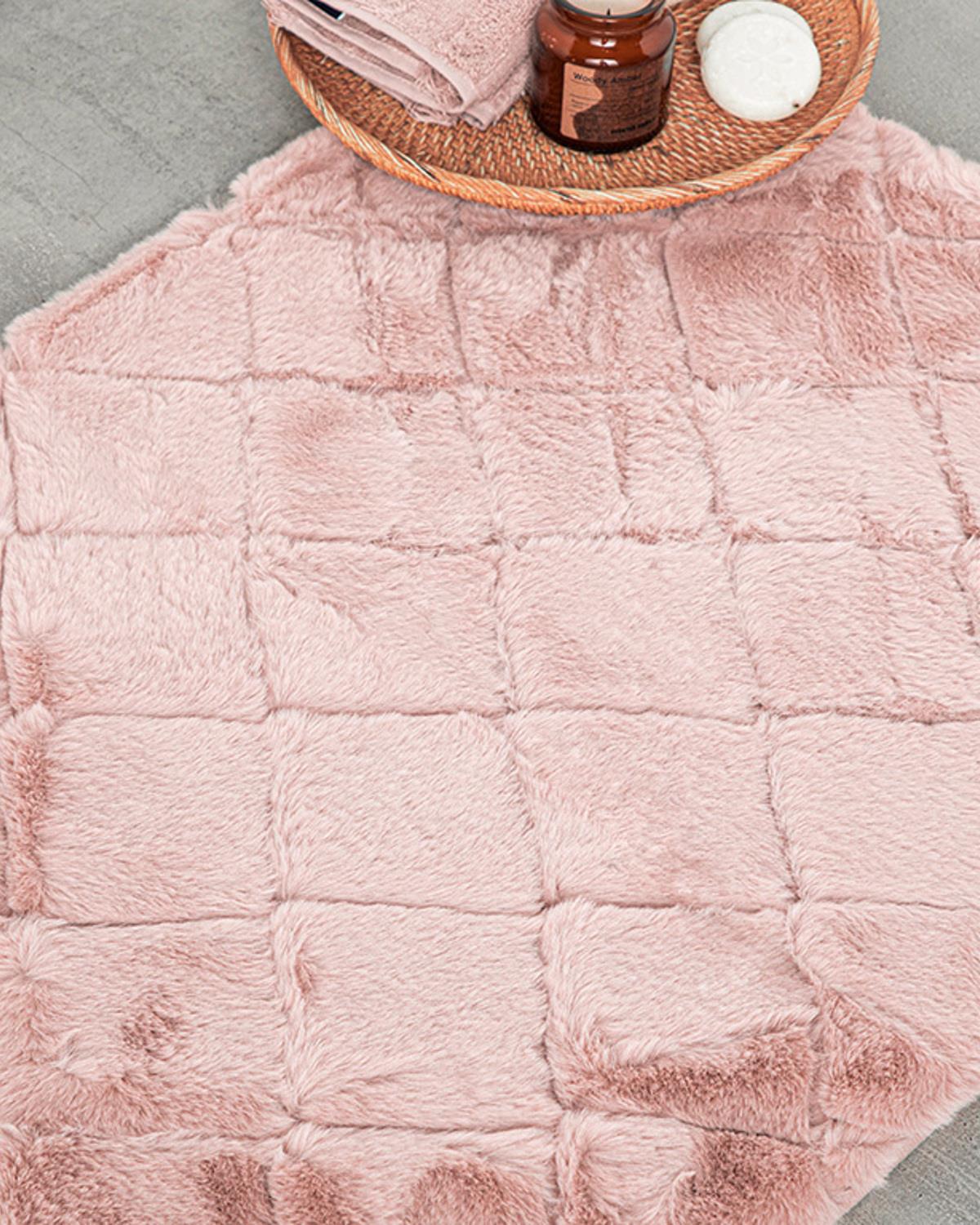 Soft Touch Rabbit Plush Bathroom Mat 50x80 cm Powder