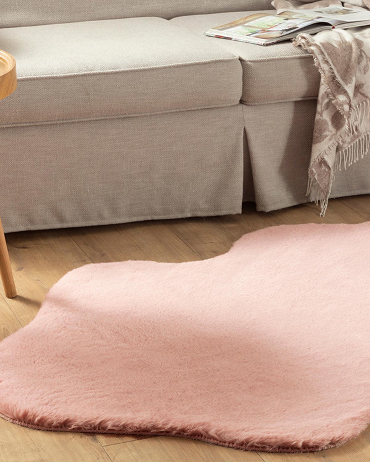 Solid Rabbit Килим Изкуствен Кожух Полиестер 90x150 cm Розов