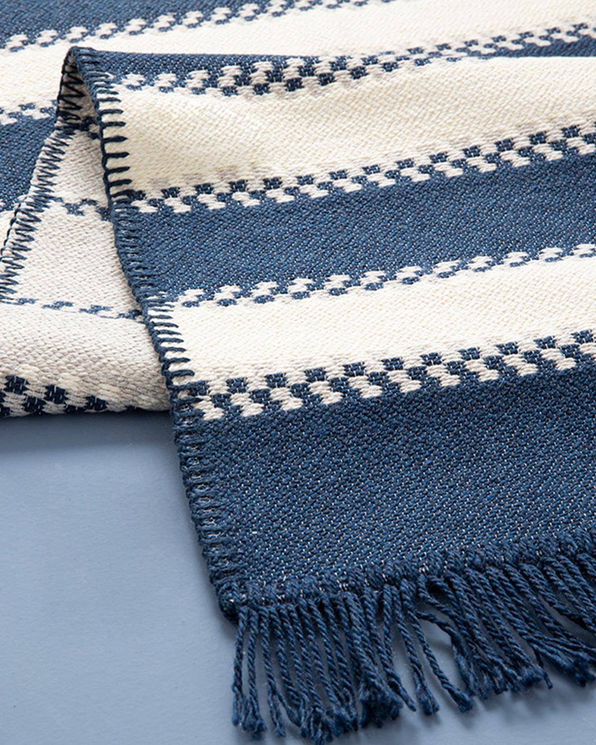 Sparks Килим Тъкан 60x100 см Морскосин - Кремав