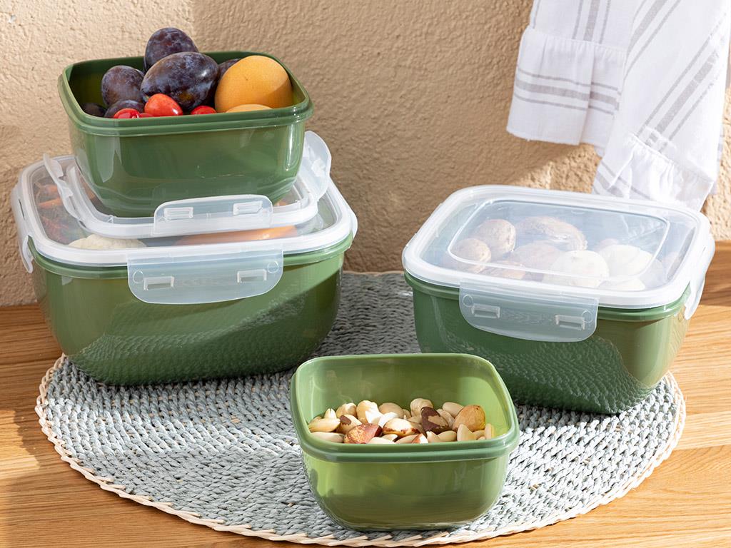 Stella КУТИЯ ЗА СЪХРАНЕНИЕ Квадрат Пластмасов 1500 ml Green