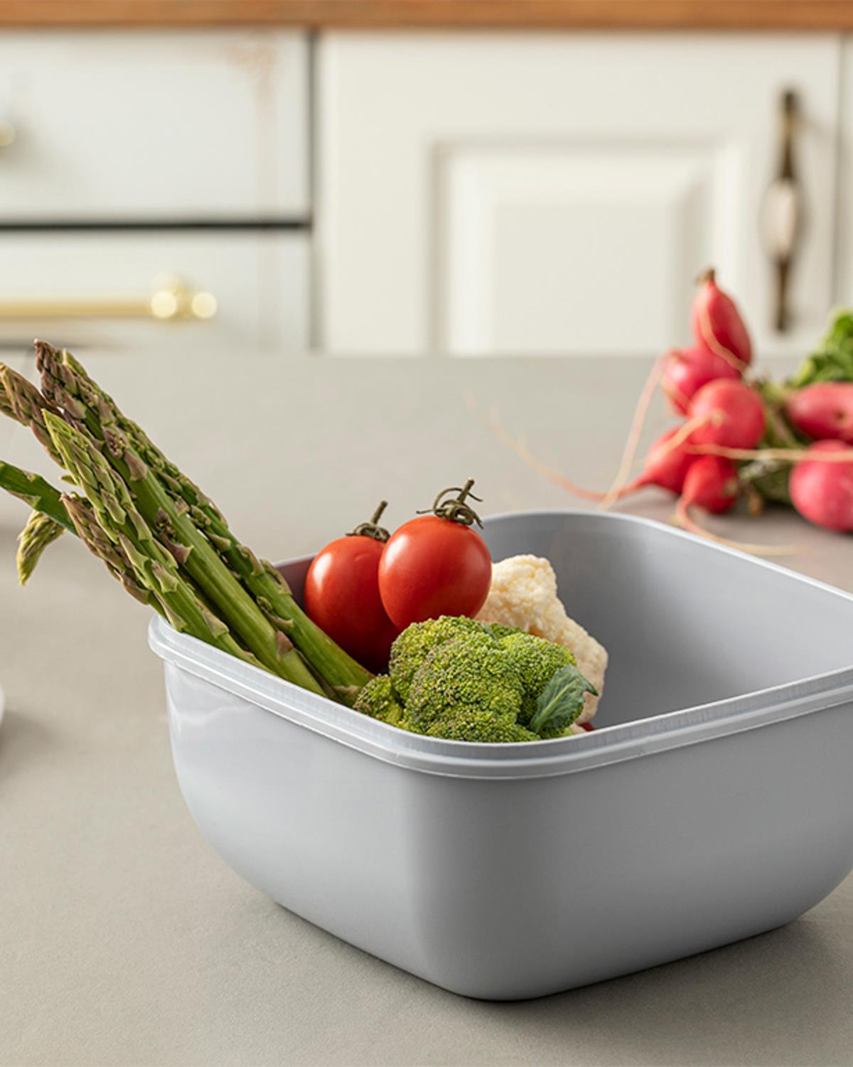 Stella Кутия За Съхранение Квадратна, Пластмасов, Сиво, 2400 Ml