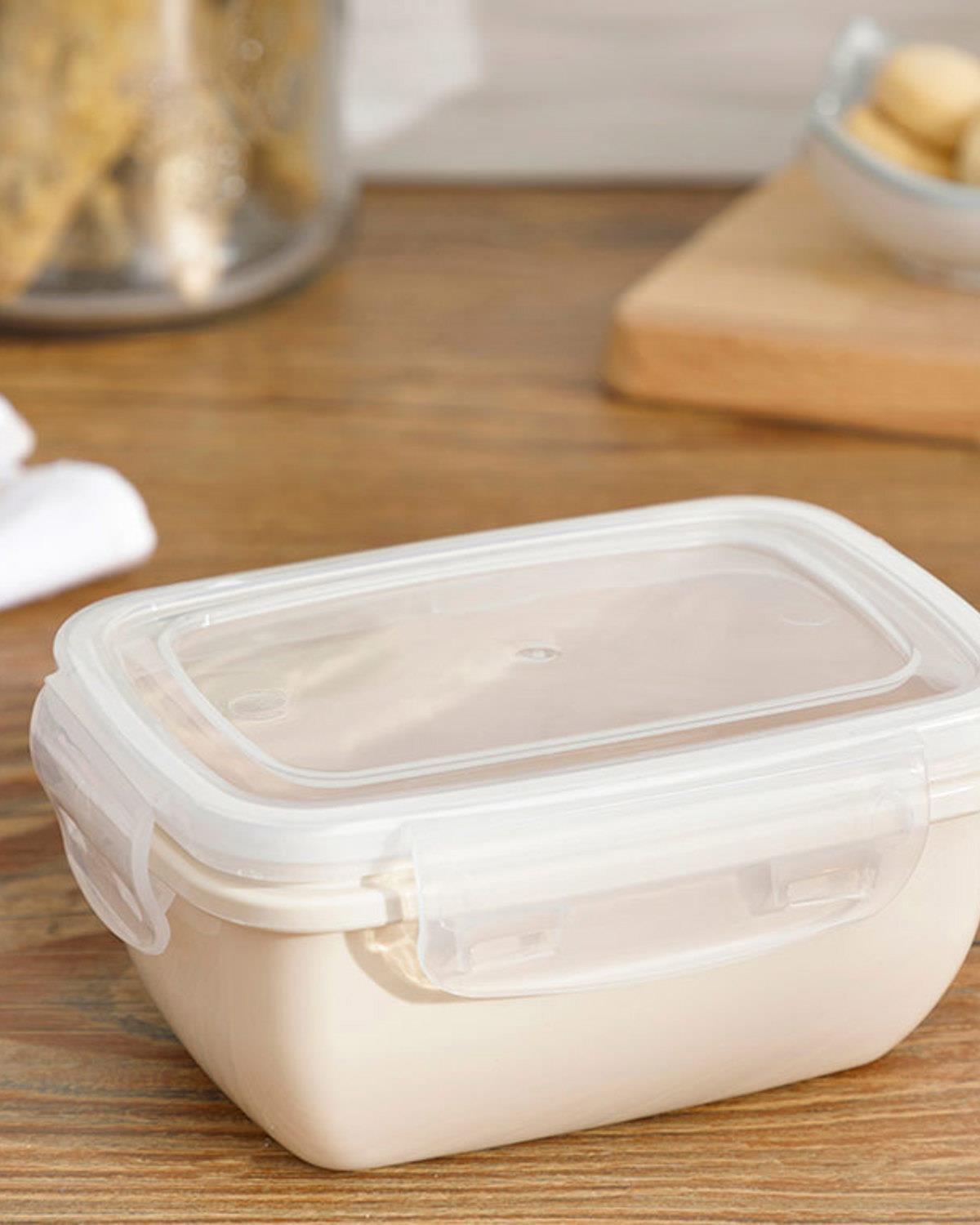 Stella Plastic Rectangular Storage Box 400 ml Cream