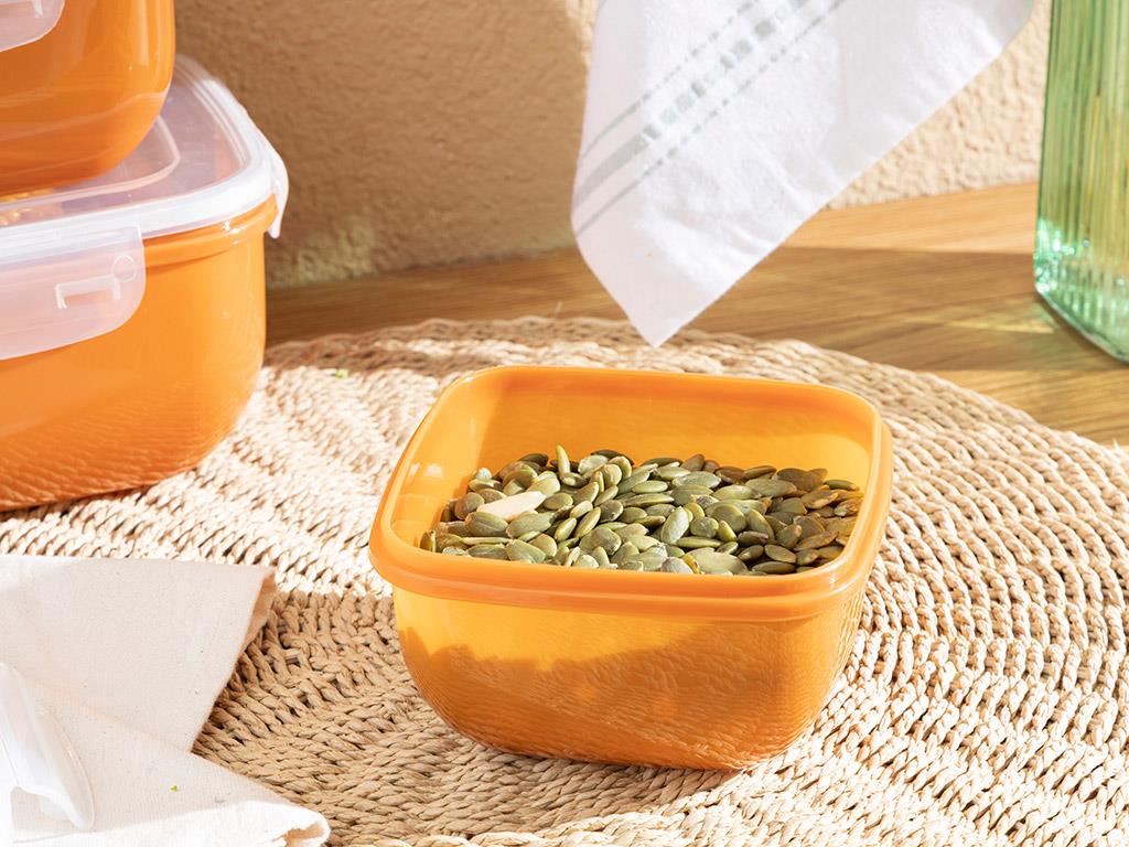 Stella КУТИЯ ЗА СЪХРАНЕНИЕ Квадрат Пластмасов 500 ml Оранжево,