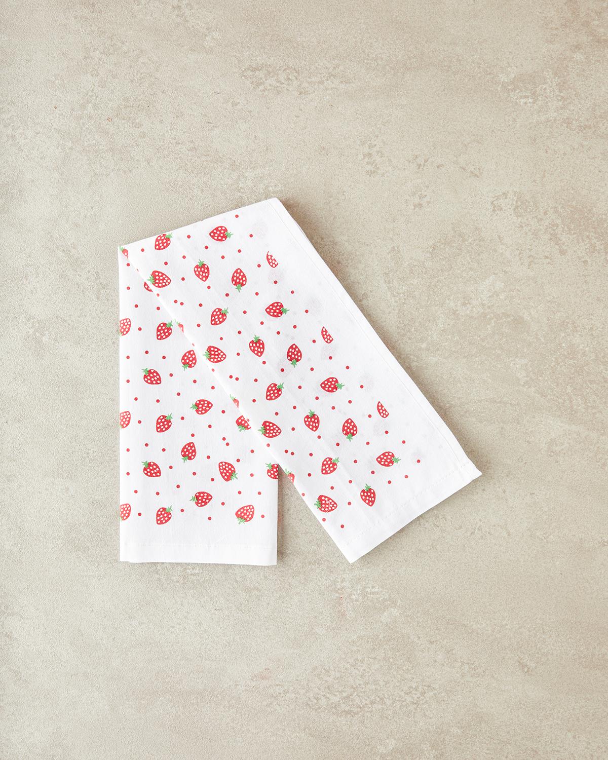Strawberries Кърпа За Сушене Памук 30x50 см Червен