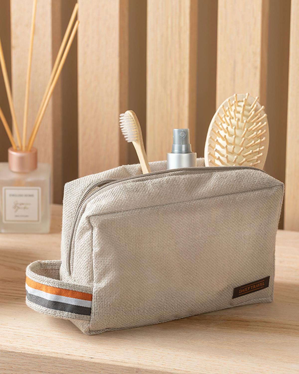 Stripe Linen Чанта За Пътуване Малък Лен 15x20 см Бежов