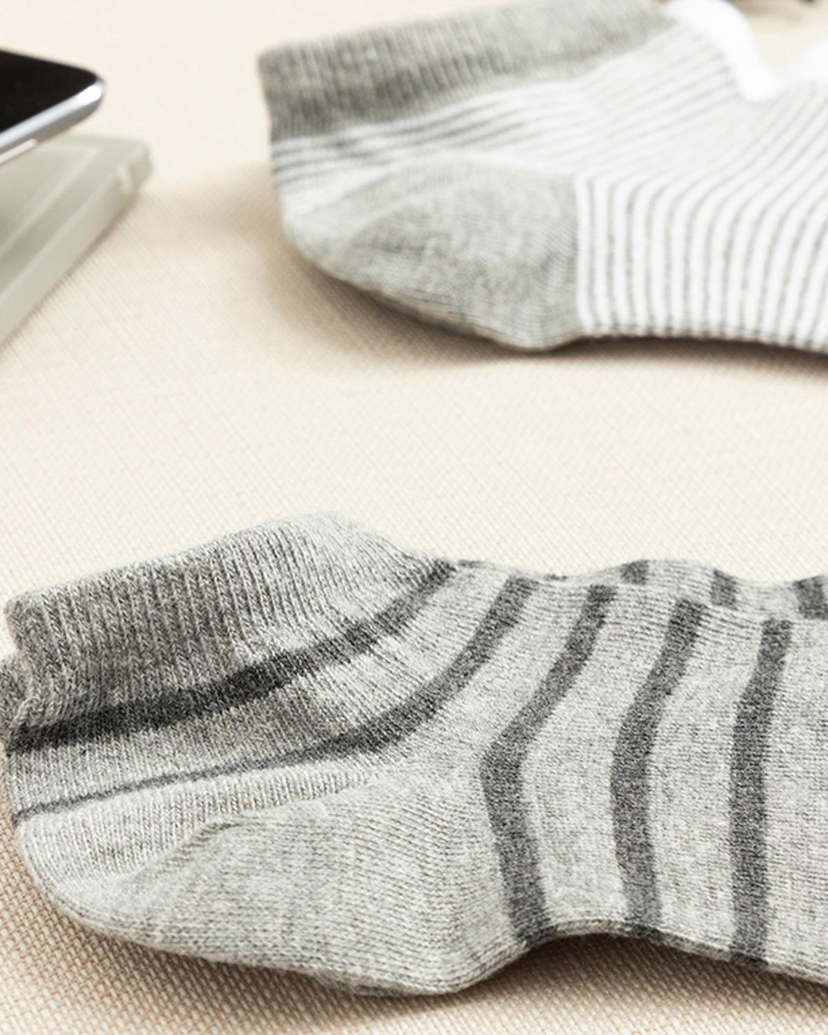 Striped Къси Чорапи Мъжки 3бр. Памук Стандартен Сив