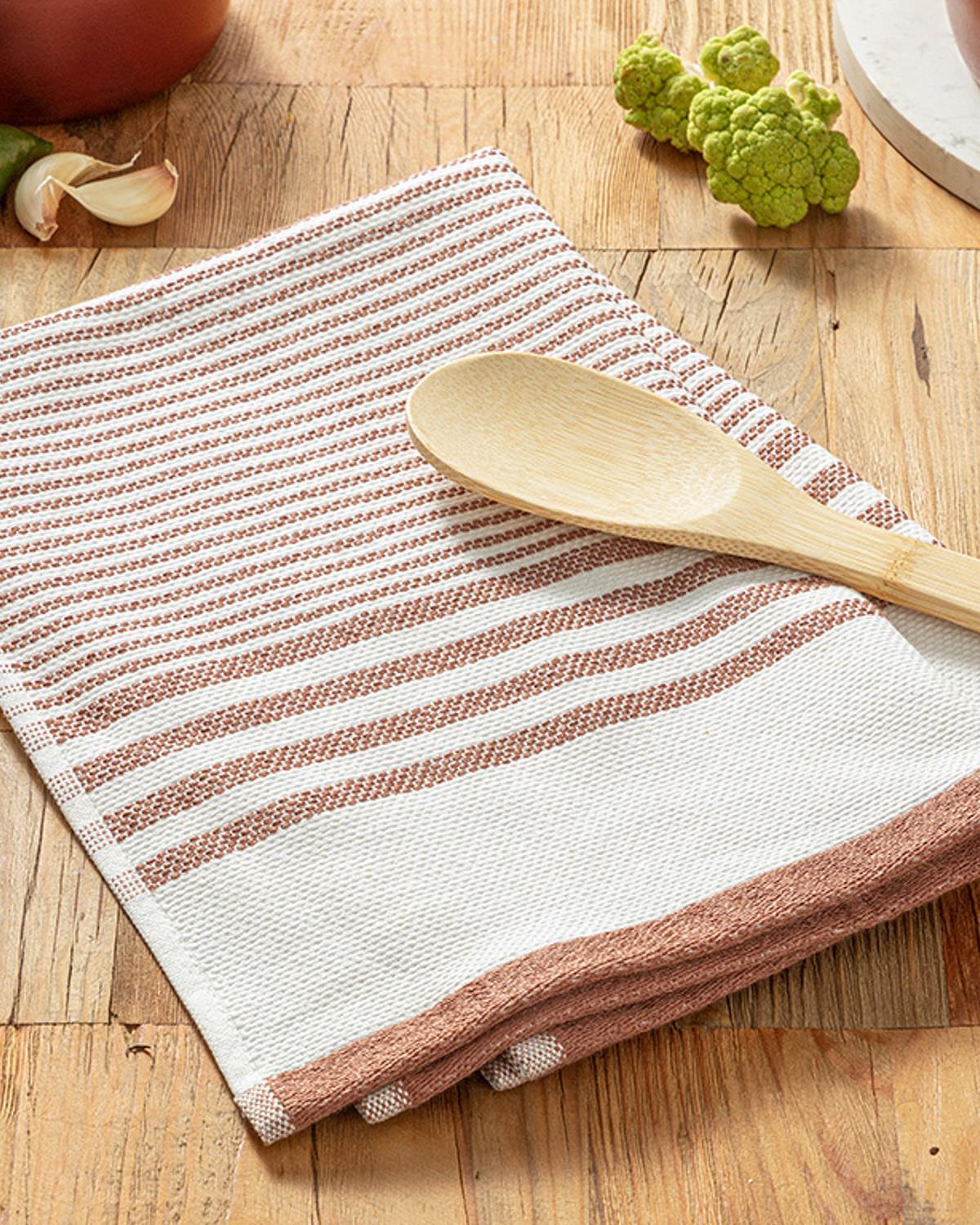 Stripy Кърпа За Сушене Памук 40x60 см Теракота