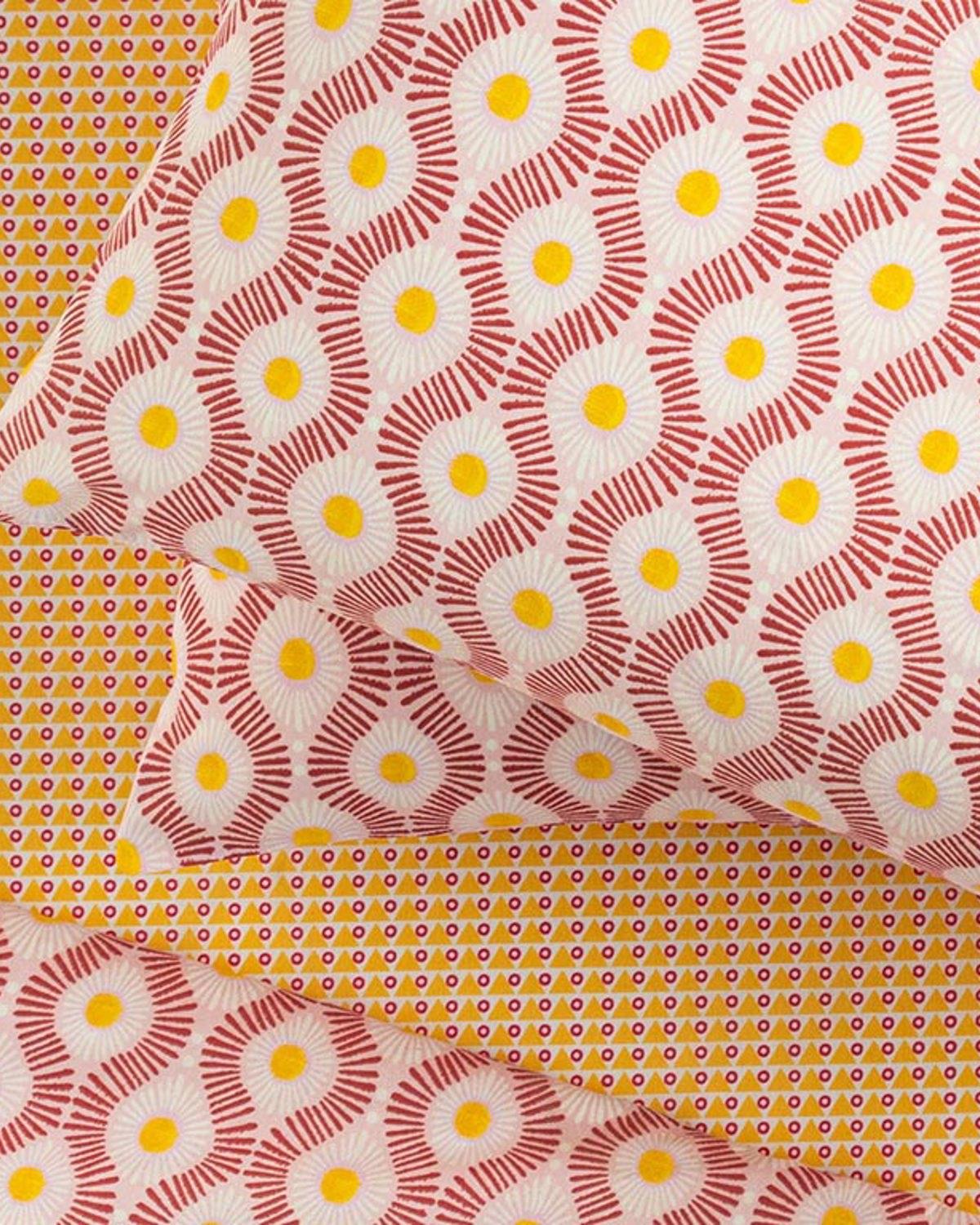 Sunny Side Кълъфка За Възглавница 2Бр., Лесно За Гладене, Розово, 50 X 70 Cm