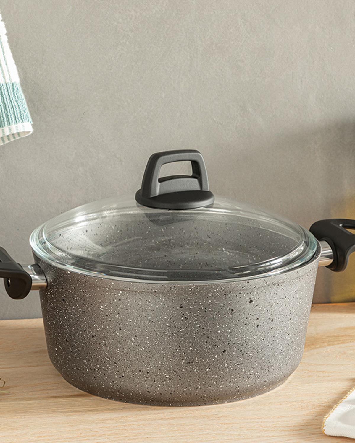 Super Тенджера Незалепващо Покритие, Гранит, Сиво, 24 Cm