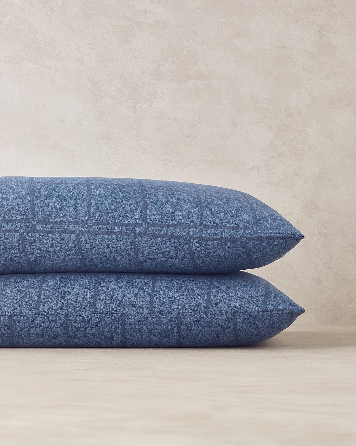 Textured Check Калъфка За Възглавница 2 бр. Лесно за гладене 50x70 см Морскосин