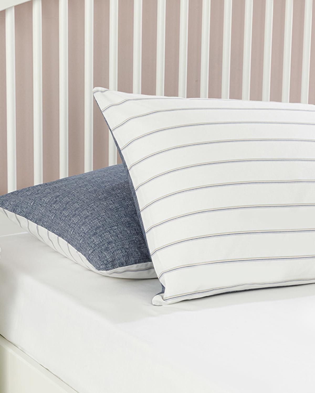 Textured Stripe Калъфка За Възглавница 2 бр. Памучен 50x70 см Морскосин