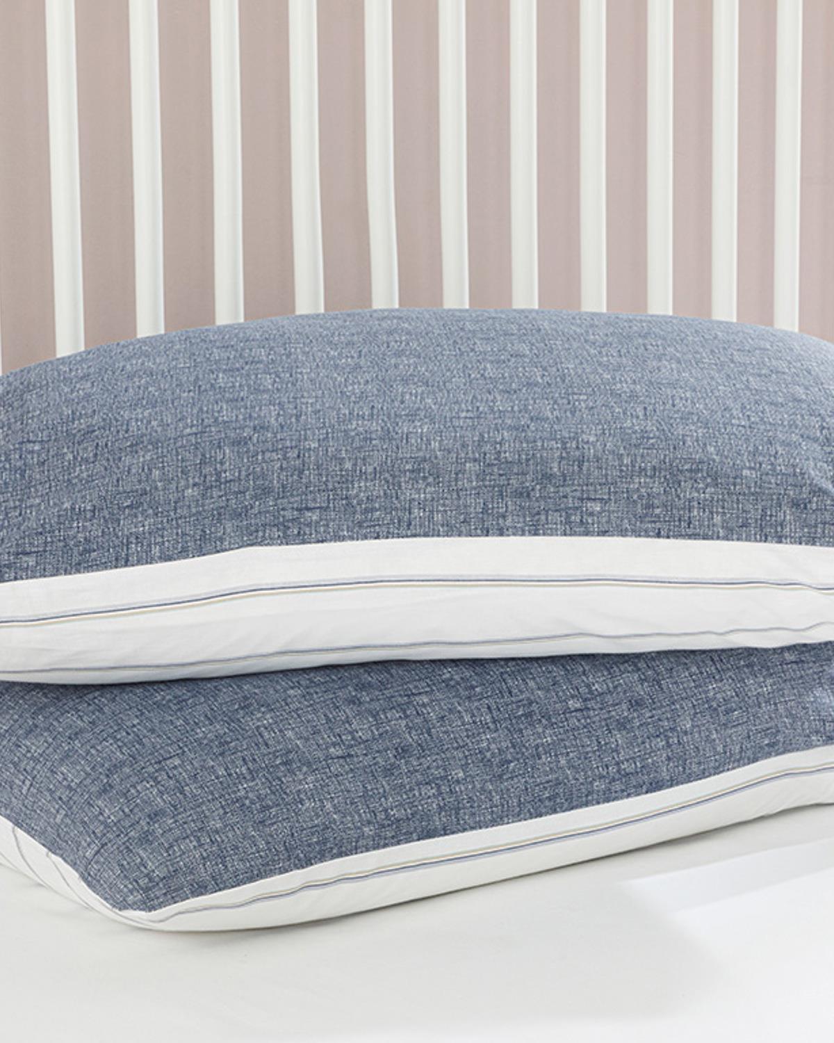 Textured Stripe Калъфка За Възглавница 2 бр. Памучен 50x70 см Морскосин