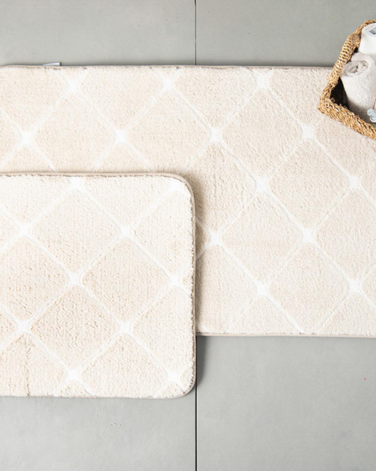 Tile Комплект Постелки За Баня Полиестер 60x100 - 50x60 см Каменно сив..