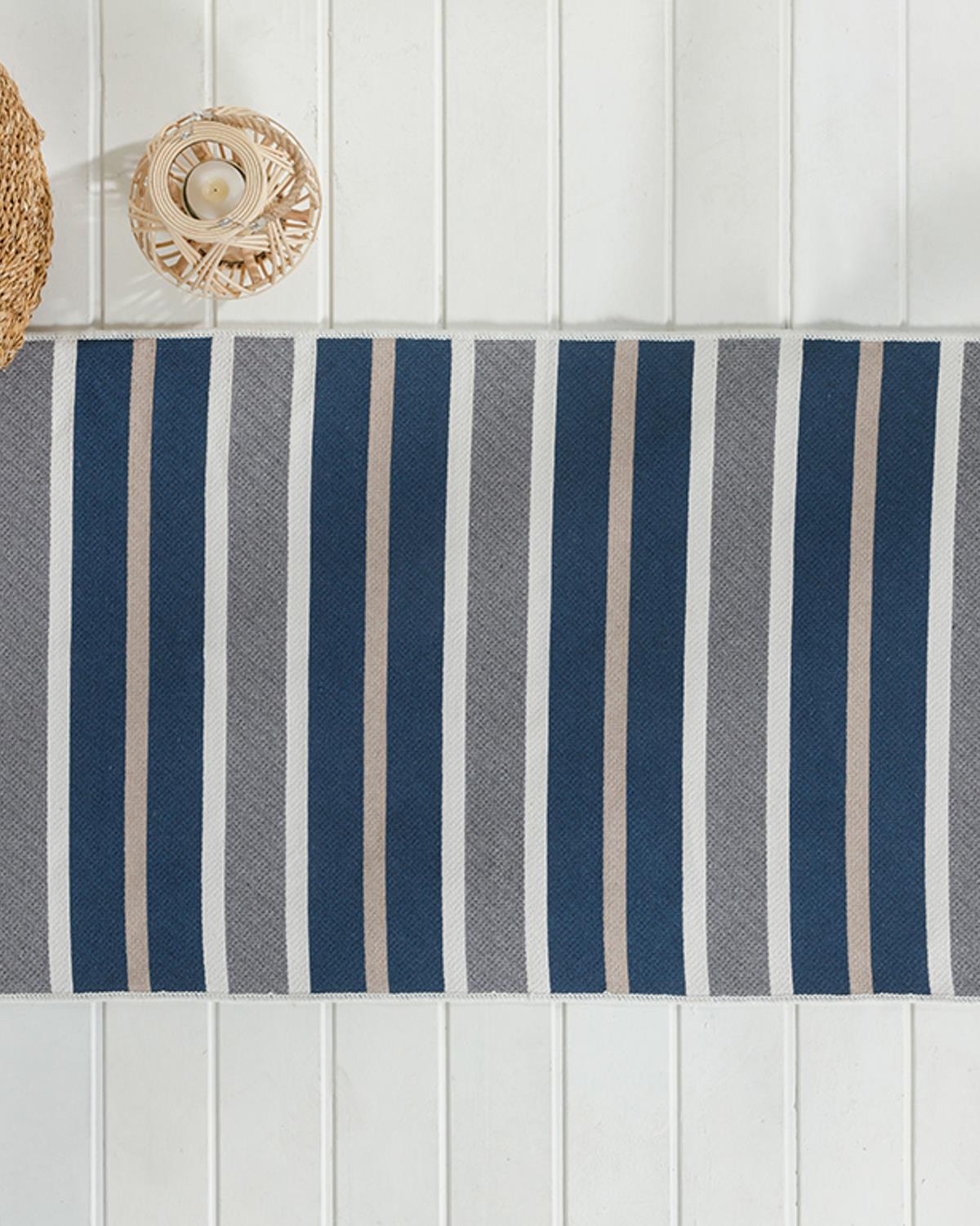 Timeless Stripe Килим Двулицев Тъкан 80x150 cm Сив - Морскосин