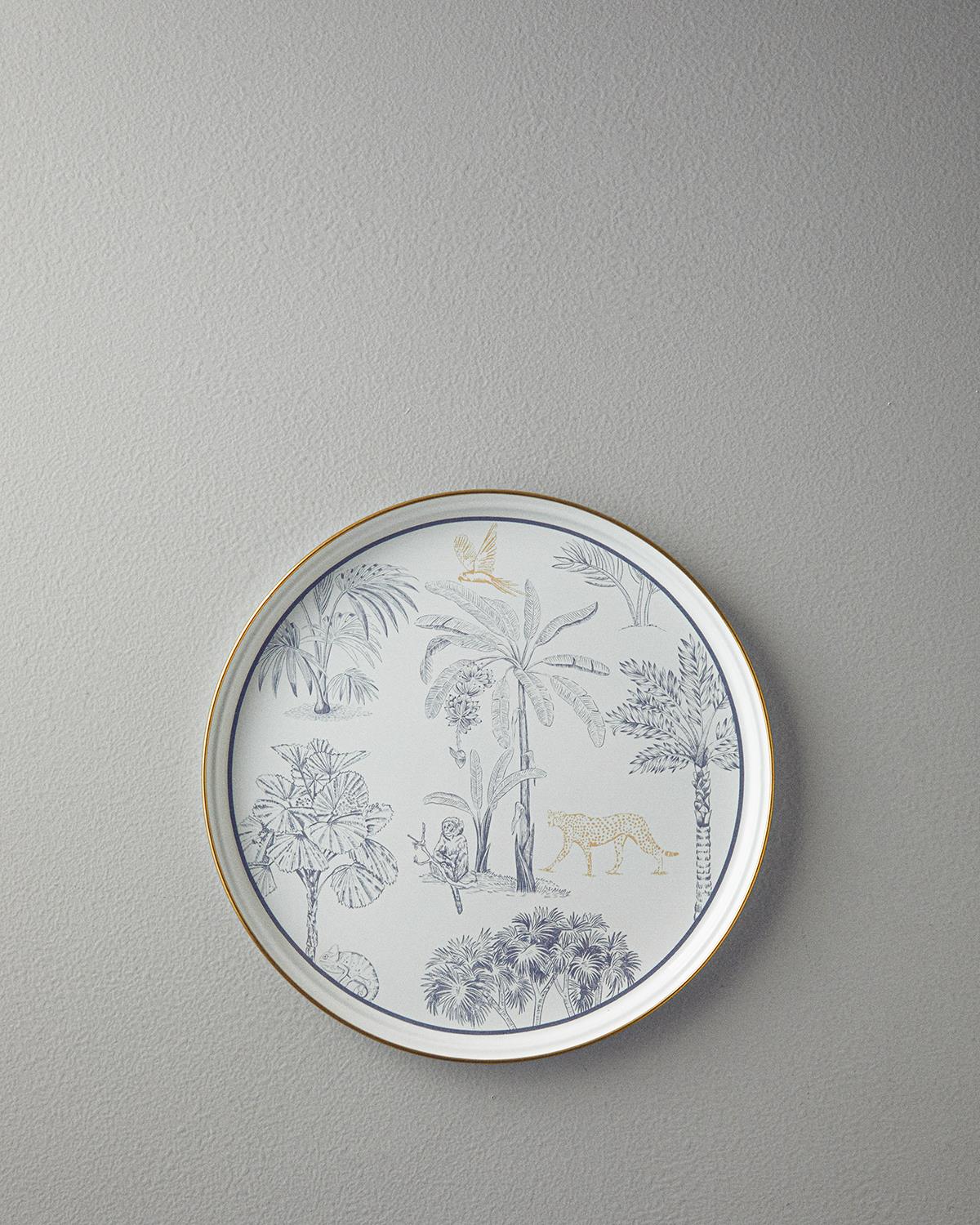 Toile Botanical Табла Кръгъл, Емайлиран, Тъмно Синьо-Бяло, 33 Cm
