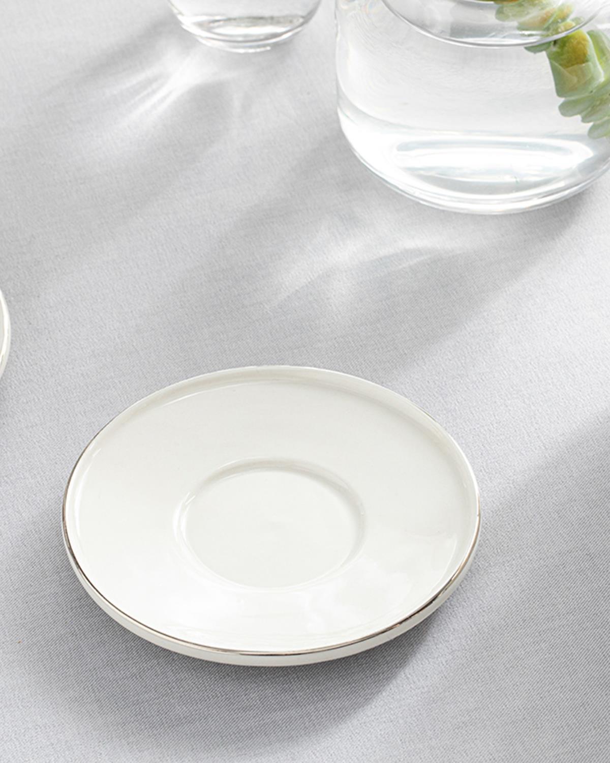 Torino Чаена Чиния Порцелан, Сребристо, 12 Cm